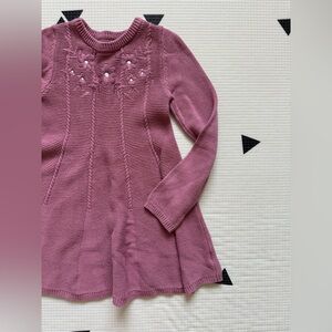 Cupcakes & Cashmere|Big girl dusty rose Knit Sweater dress w embroidered florals